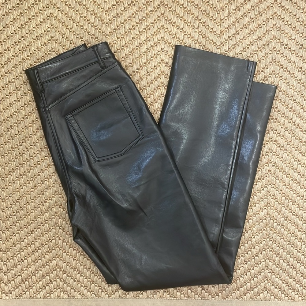 Aritzia - Wilfred - Faux Leather - Straight Legged Pants - Black - 4
